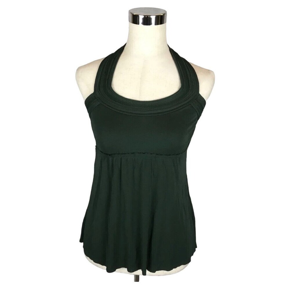 Elie Tahari Women's Green Halter Rosalind Blouse Tank Top Size small